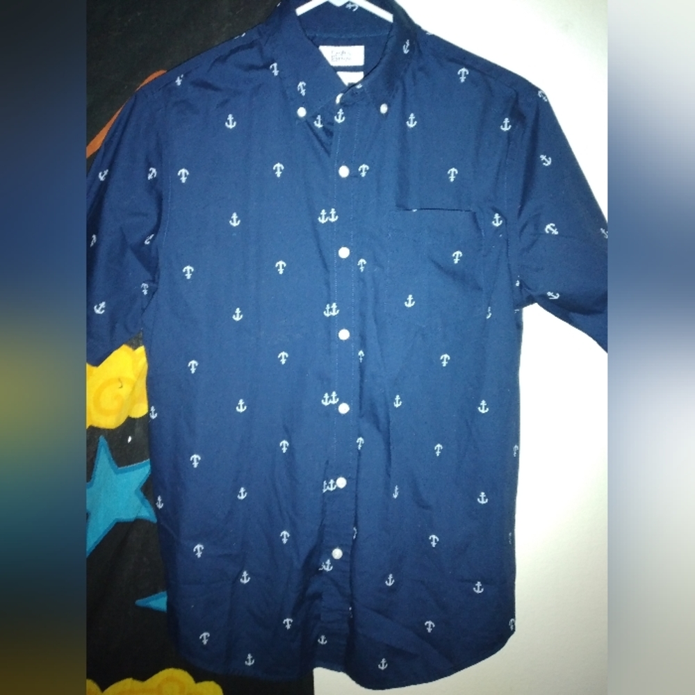 ⚓ Graphic Button up, Navy Blue. Size;Small